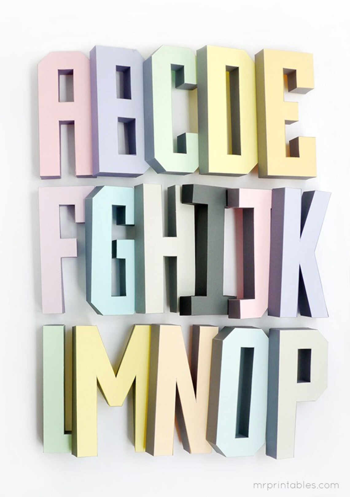 3D Alphabet Templates Low Poly Papercraft PDF Template Etsy
