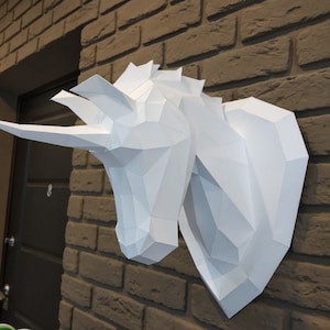 unicorn Low Poly, Papercraft, PDF template, polygonal model