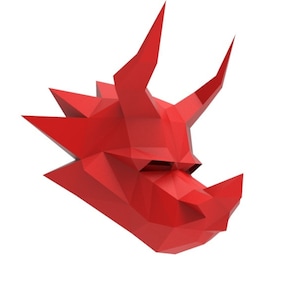 Papercraft Dragon mask ,Low Poly, Papercraft, PDF template, polygonal model