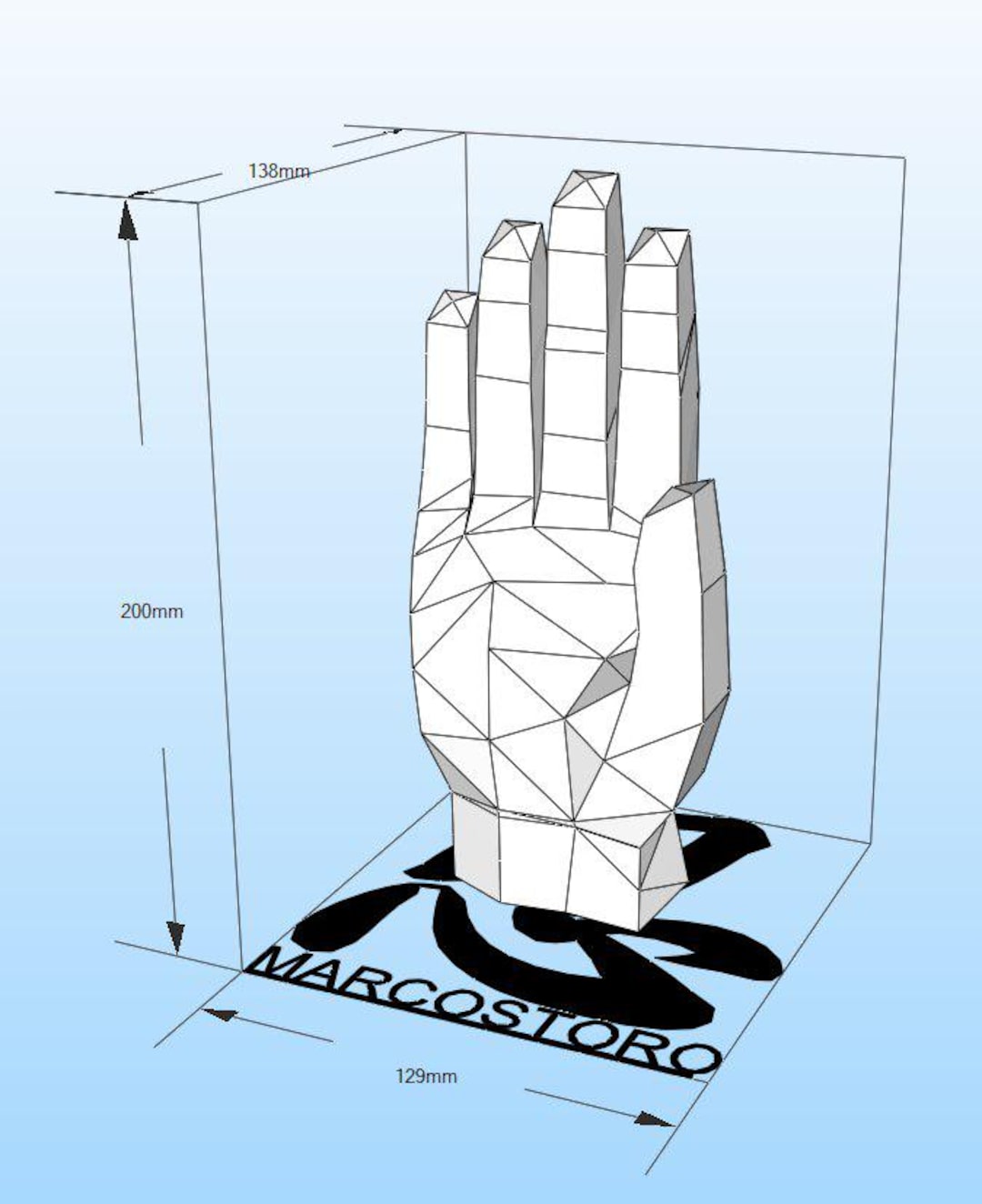 Paper Hand Model Papercraft Template Hand – Low Poly 3D DIY Paper Model, PDF Pattern ...