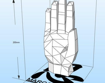 Papercraft Template Hand – Low Poly 3D DIY Paper Model, PDF Pattern