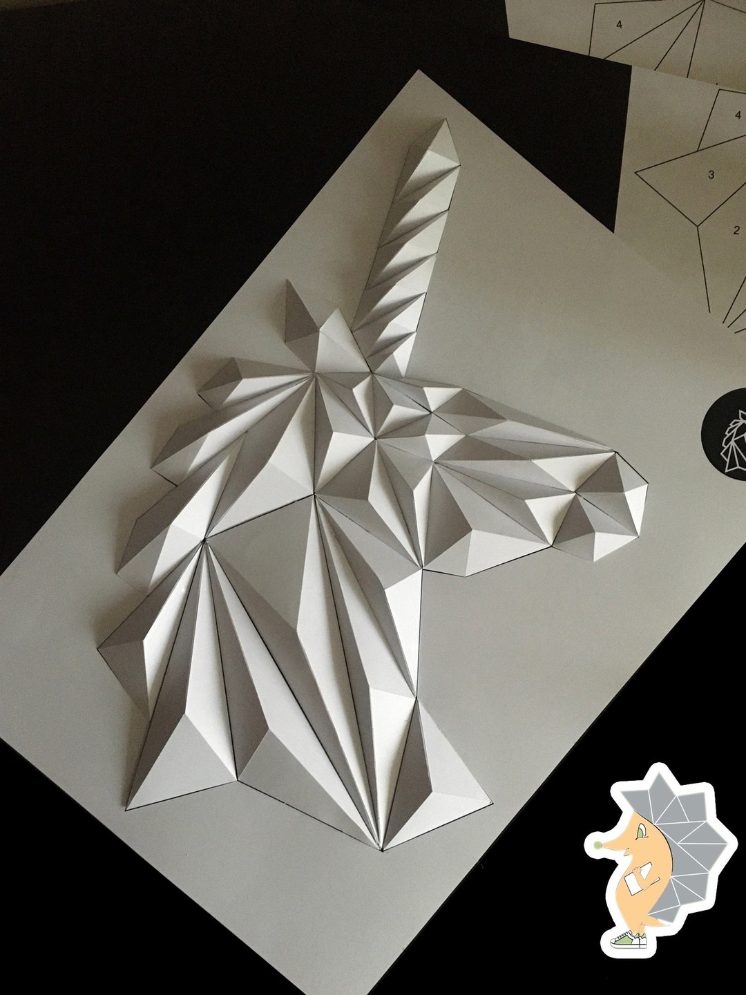 Unicorn 3d Papercraft Sculpture, Low Poly, Papercraft, PDF Template ...