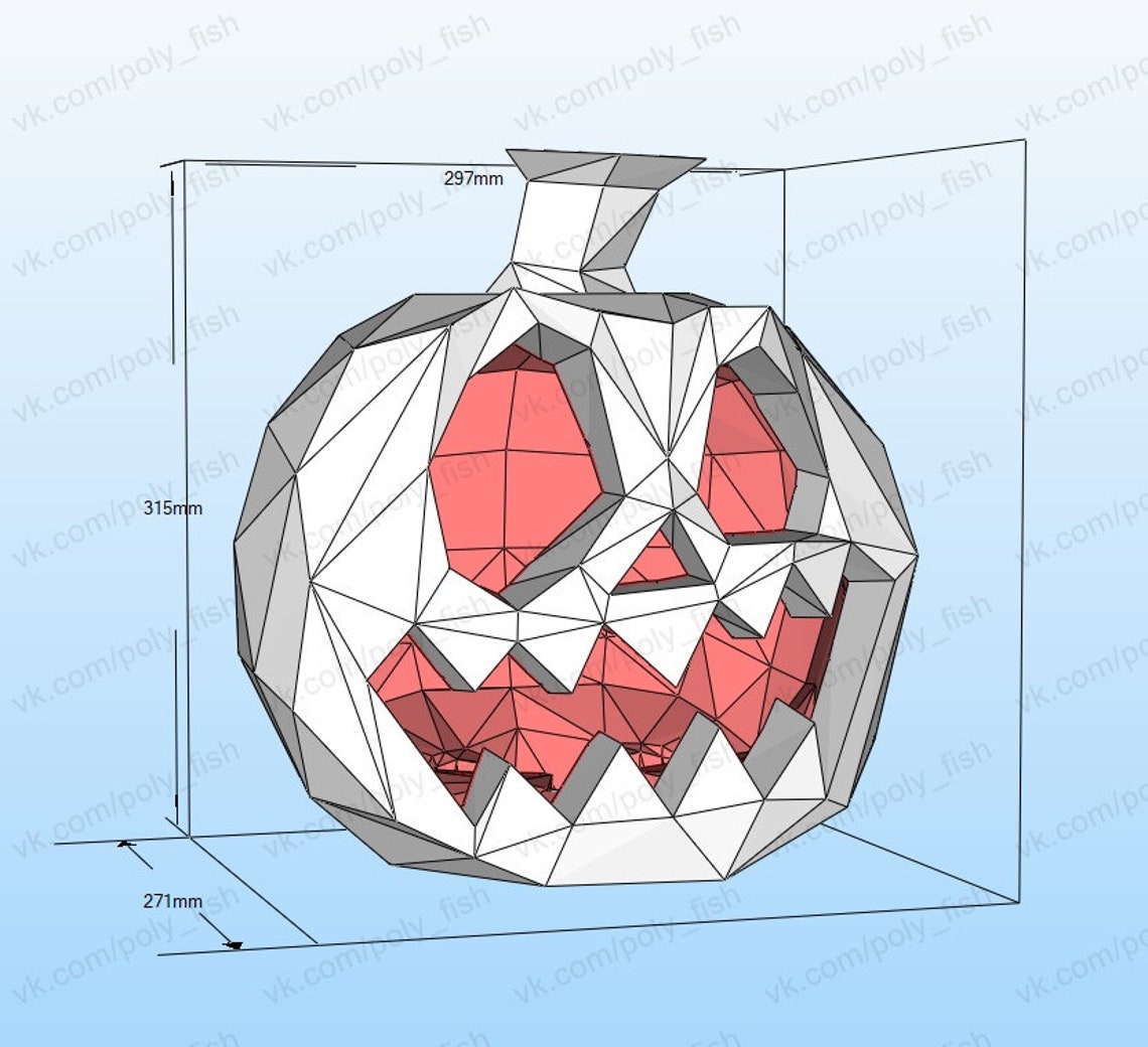 Pumpkin 3d Papercraft Sculpture, Low Poly, Papercraft, PDF Template ...