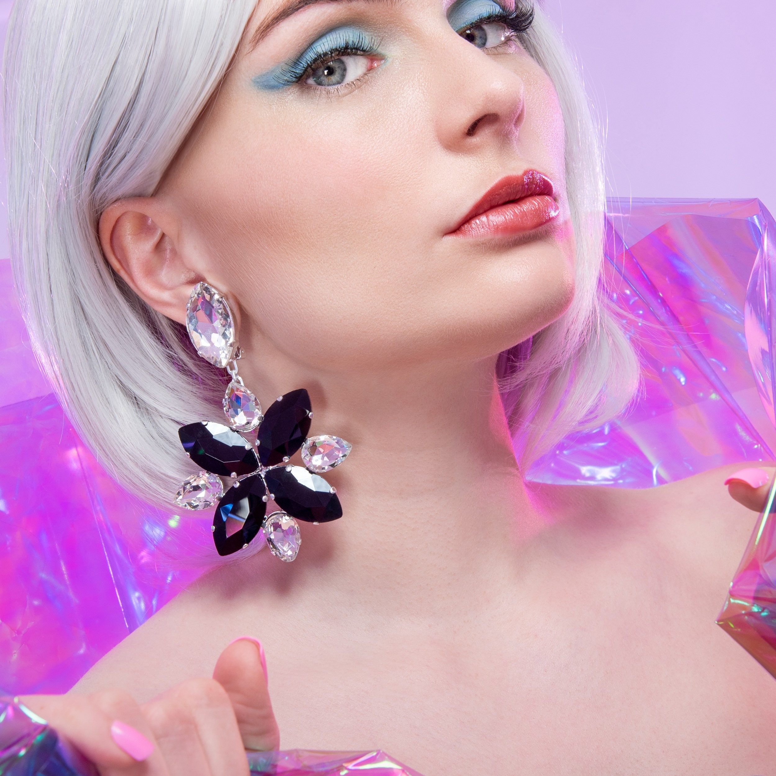 Black & White Drag Queen Earrings Clip On or Pierced Etsy