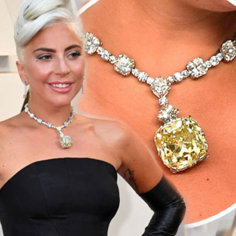 Lady Gaga Oscars Vintage Necklace Yellow Diamond Necklace | Etsy