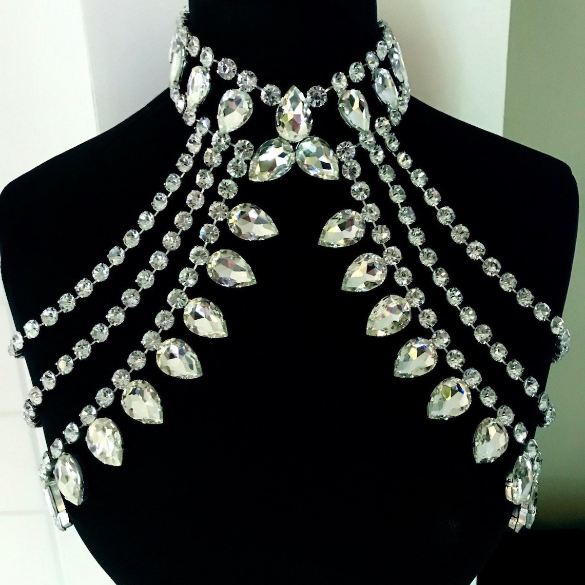 Showgirl Clear Statement Necklace Covers Neck and Shoulders Etsy