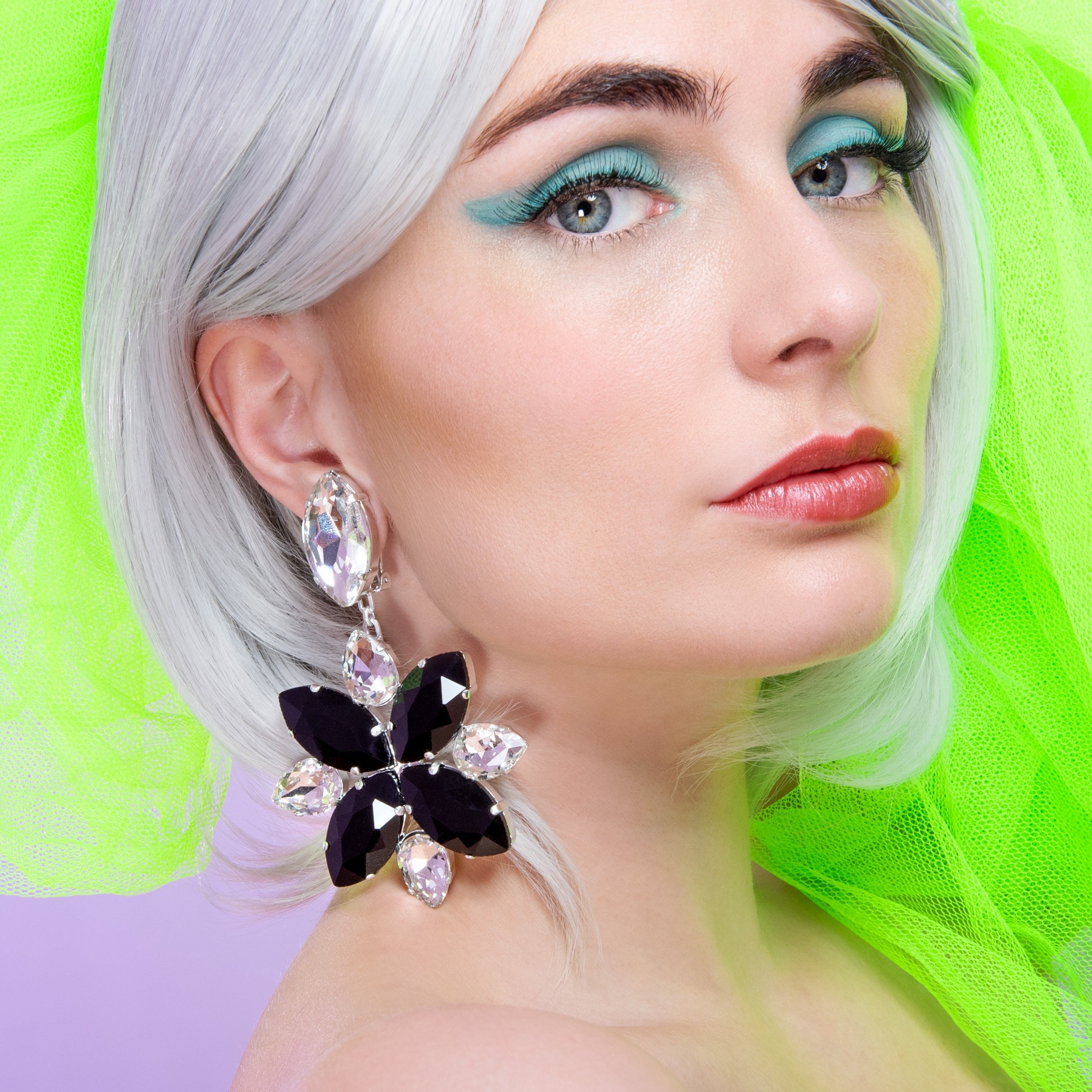 Black & White Drag Queen Earrings Clip On or Pierced Etsy