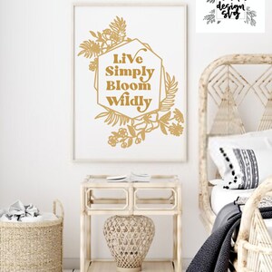 Live Simply Bloom Wildly Bohemian Retro Printable Spring Easter SVG Cut File DXF Printable PNG Silhouette CricutSublimation