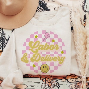 Labor and Delivery Nurse Sublimation PNG, Retro Wavy text, Mothers Day Printable PNG Cricut Sublimation