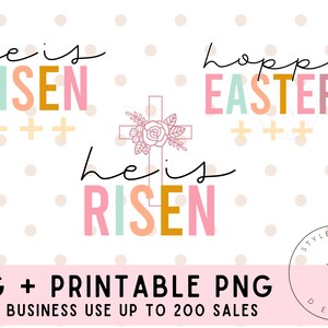 Easter Bundle He is Risen Pick Flowers Not Fights Retro Boho Vintage Spring Easter SVG Cut File Printable PNG Silhouette Cricut Sublimation