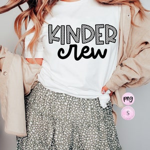 Kinder Crew Png, design de camisa de professor de jardim de infância, design de sublimação retrô xadrez de volta às aulas, para impressão png