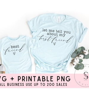 Let Me Tell You About my Best Friend Little Things in Life Mama Tochter Passende SVG Cut File + druckbare PNG Silhouette Cricut Sublimation