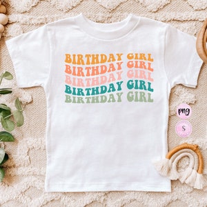 Geburtstag Mädchen PNG, gewellter Text, Kleinkind Shirt png, Retro Bruder Schwester, Kinder Shirt Design, passende Geschwister, Kleinkind Tee png