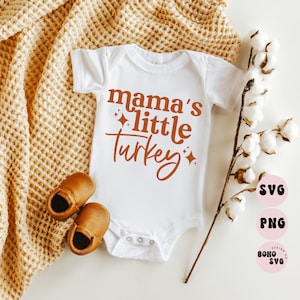 mama's kleine kalkoen SVG & PNG-bundel, Baby Thanksgiving Cut Files, Kids Fall SVG, Thanksgiving SVG, PNG-sublimatie, Fall SVG-bundel