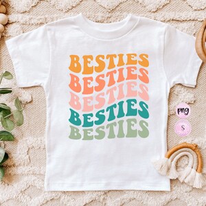 Besties Cousins PNG, gewellter Text, Kleinkind Shirt png, Retro Bruder Schwester, Kinder Shirt Design, passende Geschwister, Kleinkind Tee png