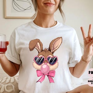 Easter Bunny Rabbit Bubblegum Sublimation PNG Design – Cute Spring Printable Clipart for Tumblers, T-Shirts & Crafts
