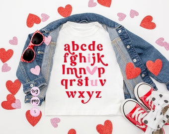 Valentine Alphabet I love you, Loved Mama Svg, Kids Valentines Retro, Valentine's Day Svg, Matching SVG, Printable PNG, Cricut Sublimation