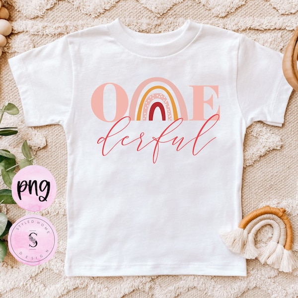 Un arc-en-ciel, premier anniversaire, Onederful, Soleil, Chemise rétro pour tout-petits, Bundle, Imprimable PNG Silhouette Cricut Sublimation