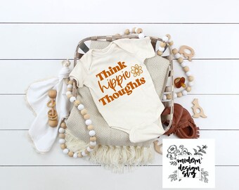 Denk hippie gedachten Retro Boho Vintage Lente Pasen SVG Cut File DXF Afdrukbare PNG Silhouette CricutSublimation