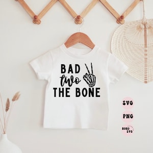 Malo dos el hueso svg, dos lindos para asustar svg, dos años de edad svg, dos espeluznantes svg, 2do cumpleaños, camisa de cumpleaños de Halloween, Boo soy dos svg