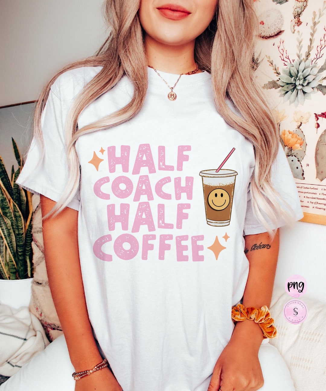 Half Coach Half Coffee Sublimation Design Retro Teacher Png Etsy