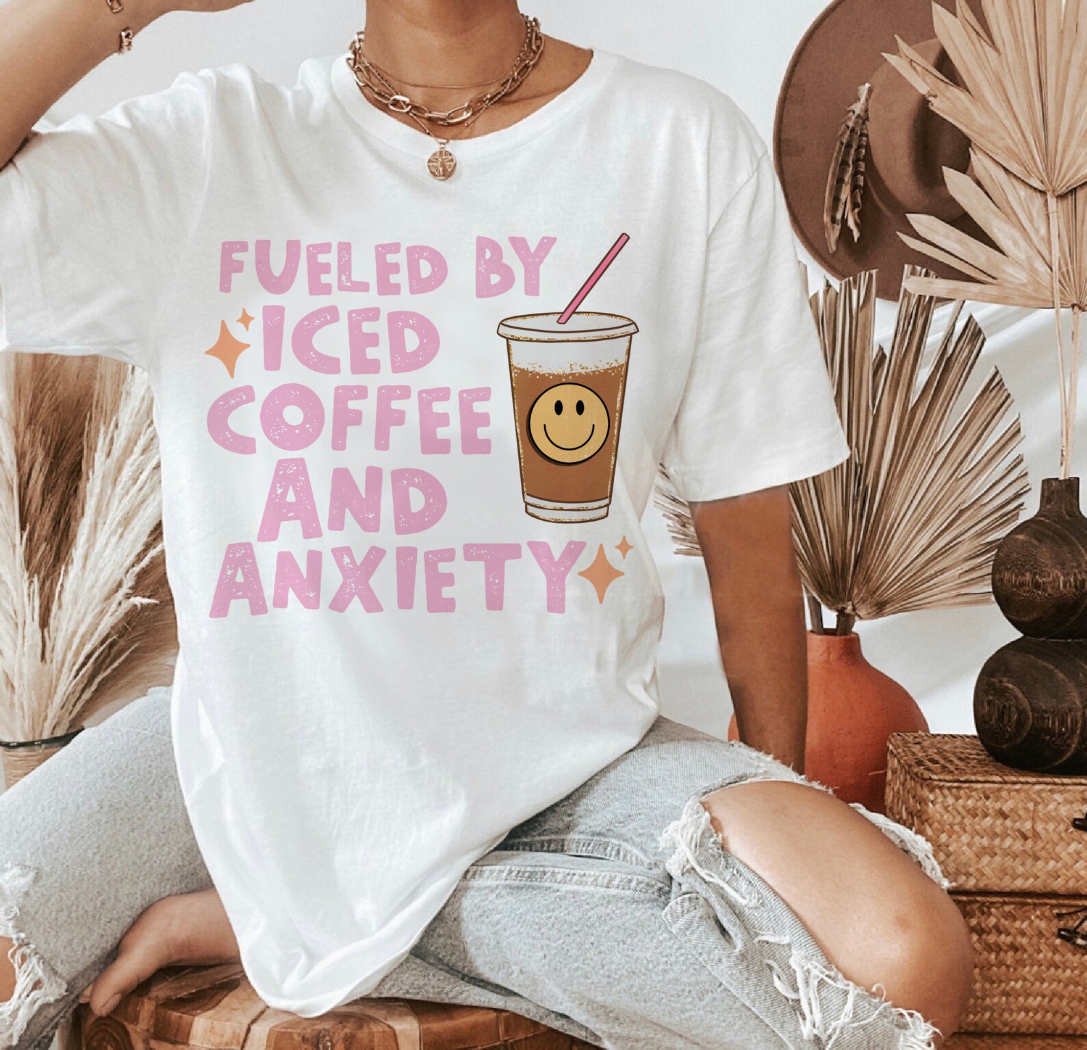 Fueled by Iced Coffee and Anxiety Png Create and Caffeinate Etsy
