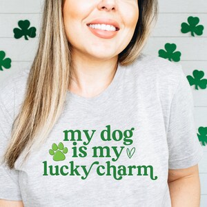 My Dog Is My Lucky Charm Svg, Happy Go Lucky , Dog Mom SVG, Retro Boho St. Patricks Day Design Sublimation PNG St. Pattys Day T Shirt