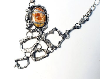 Collar Llamativo de Plata con Piedra de Jaspe