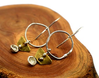 Dew Drops--Mixed Metal Rustic Earrings