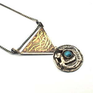 Artifact Mixed Metal and Turquoise Pendant