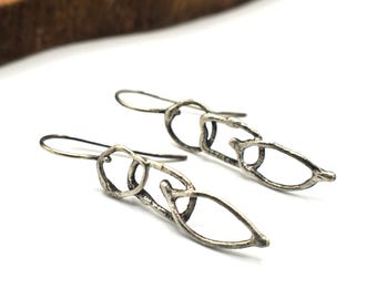 Rustic Vines--Organic Silver Dangle Earrings