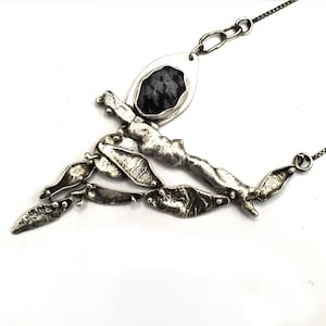 Ember and Stone--Snowflake Obsidian Statement Necklace