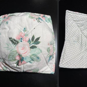 Spring Floral Microwave Bowl Cozy, microwave bowl holder, soup bowl cozy, reversible bowl cozy, ice cream container holder, handmade