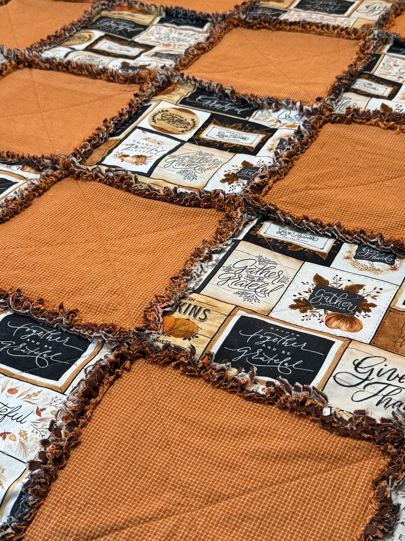 Give Thanks Rag Quilt, Sofa Rag Quilt, Sofa Throw, Farmhouse, Autumn ...