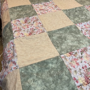 Autumn Leaves and Acorns 2 Rag Quilt, Sofa Throw, Fall Rag Quilt ...