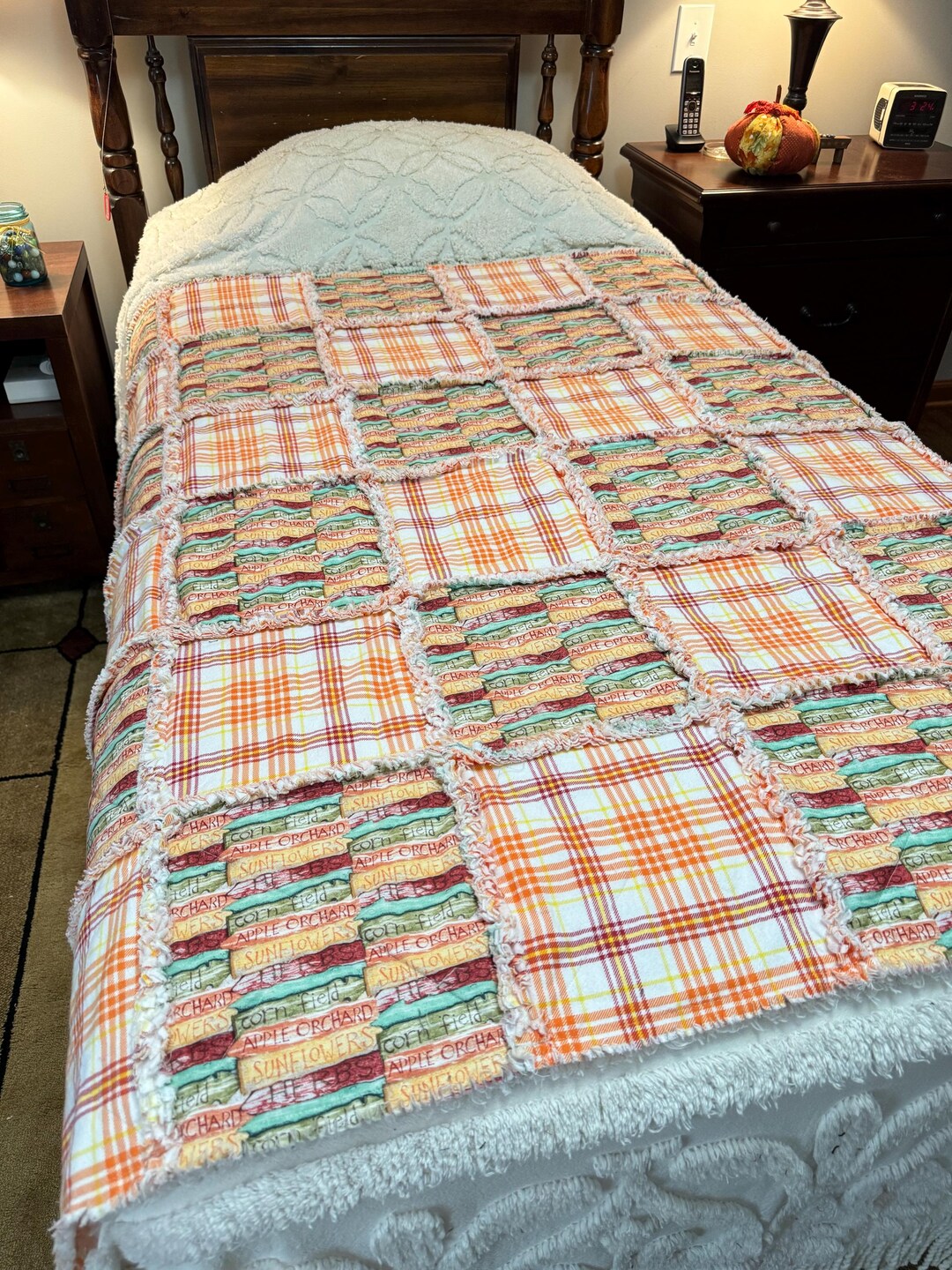 Autumn Signs Rag Quilt, Sofa Rag Quilt, Sofa Throw, Fall Rag Quilt ...