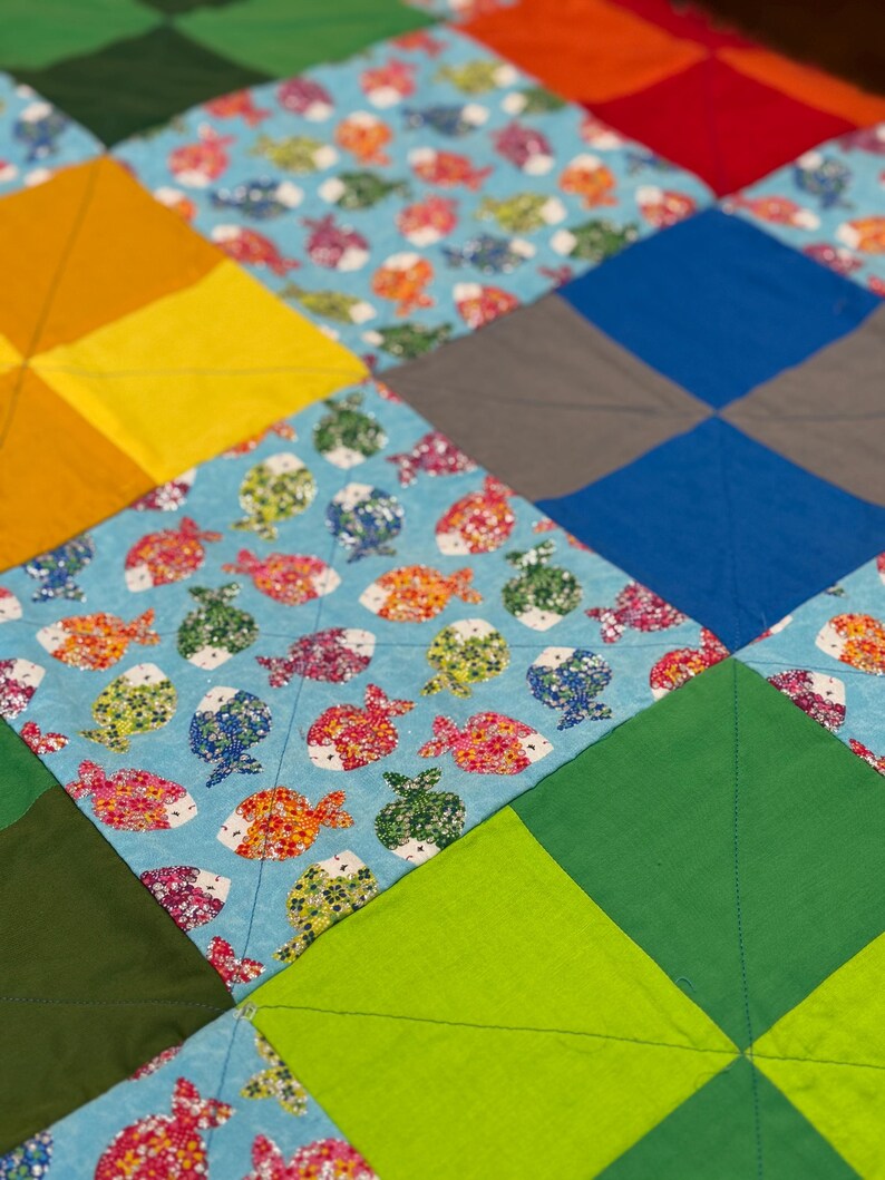 Fish Rag Quilt Baby Fish Rag Quilt, Handmade Cotton Flannel Blanket (43x43) - Etsy