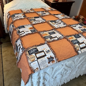Give Thanks Rag Quilt, Sofa Rag Quilt, sofa throw, farmhouse, autumn rag quilt, fall inspired rag quilt, country rag quilt, handmade gift