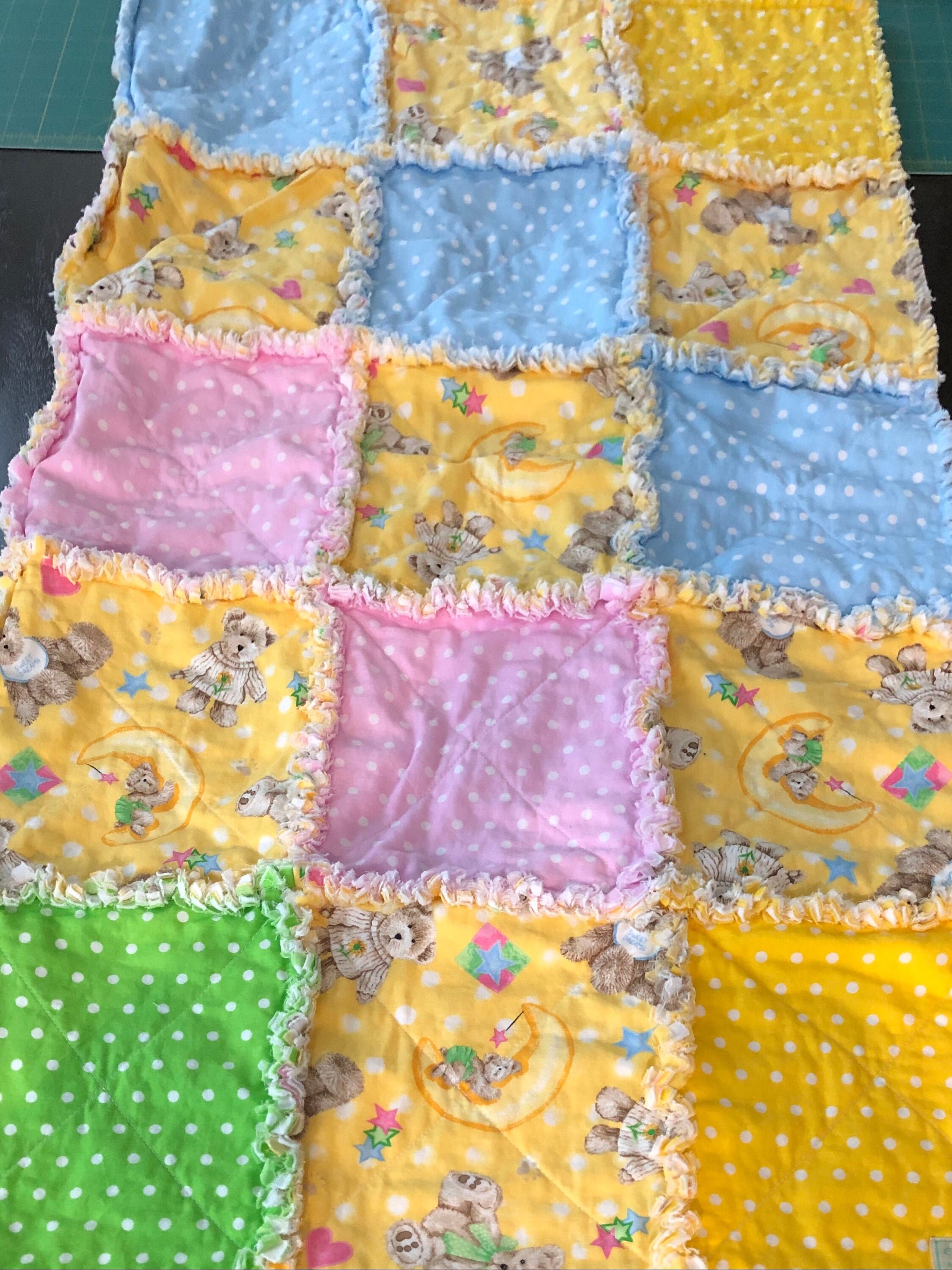 Boyd's Bears 2 Inspired Baby Rag Quilt, Baby Shower Gift, Nursery Decor