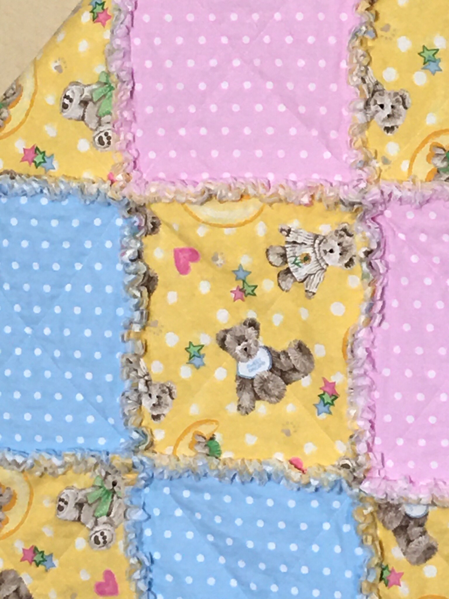 Boyd's Bears 2 Inspired Baby Rag Quilt, Baby Shower Gift, Nursery Decor