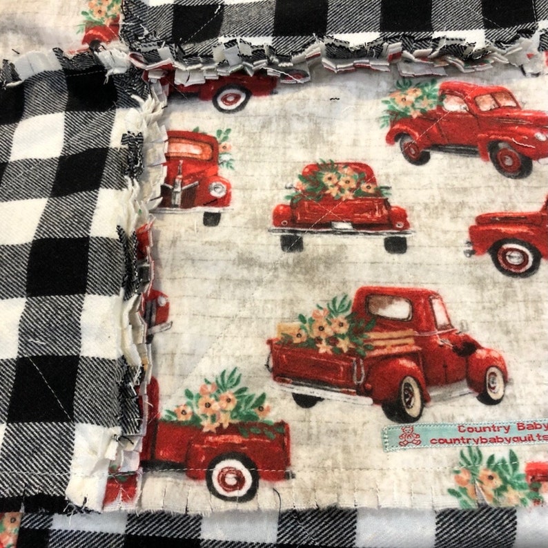 Red Truck Buffalo Check Sofa Throw sofa rag quilt sofa Etsy