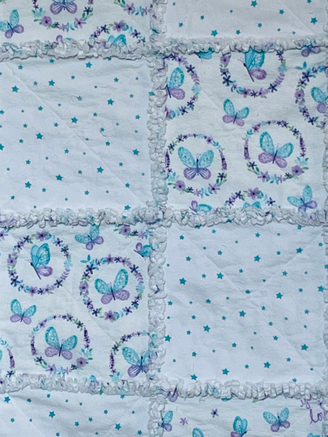 Butterfly Baby Rag Quilt, Purple Blue Flannel, Nursery Decor - Etsy