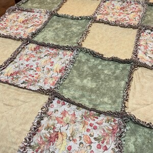 Autumn Leaves and Acorns 2 Rag Quilt, Sofa Throw, Fall Rag Quilt ...