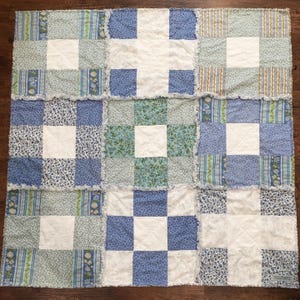Blue Blossom Lap Robe, lap quilt, lap blanket, rag lap quilt, small quilt, quilted lap robe, handmade, gift, floral blanket, blue lap robe