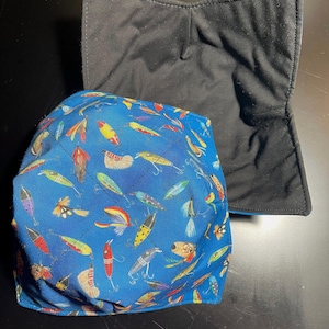 Fishing Lure Bowl Cozy, Reversible Microwave Safe, Handmade