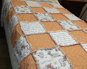 Spijkerovertrek met Bijbeltekst, Deken met het Onze Vader uit Spreuken, Bloemenprint sprei voor op de bank in landelijke stijl