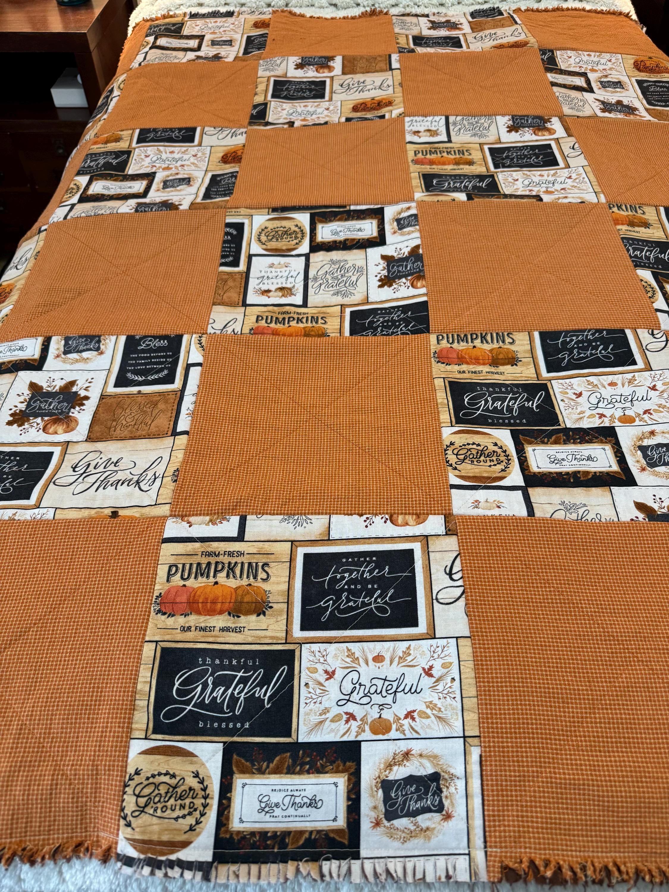 Give Thanks Rag Quilt, Sofa Rag Quilt, Sofa Throw, Farmhouse, Autumn ...