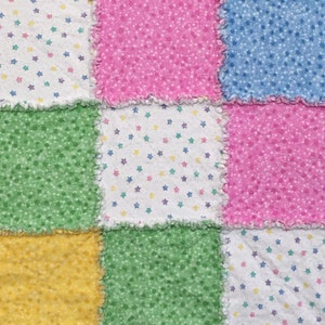 Pastel Star Baby Rag Quilt, baby rag quilt, baby shower gift, nursery decor, stroller cover, tummy time, baby blanket, nursery bedding