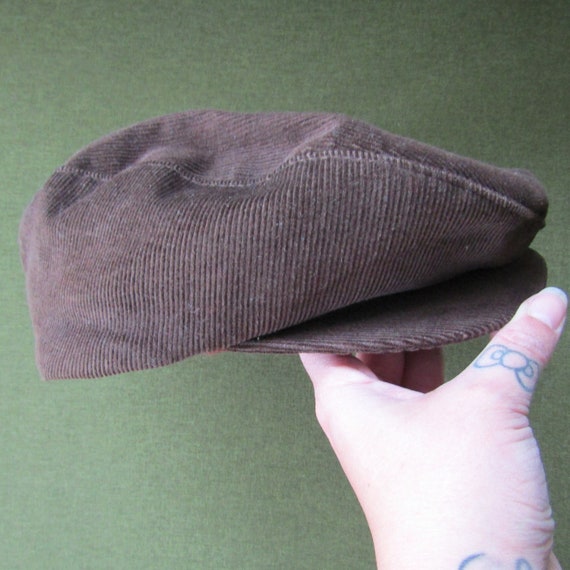 1980s Chocolate Brown Corduroy Newsboy Cap by Botany … - Gem