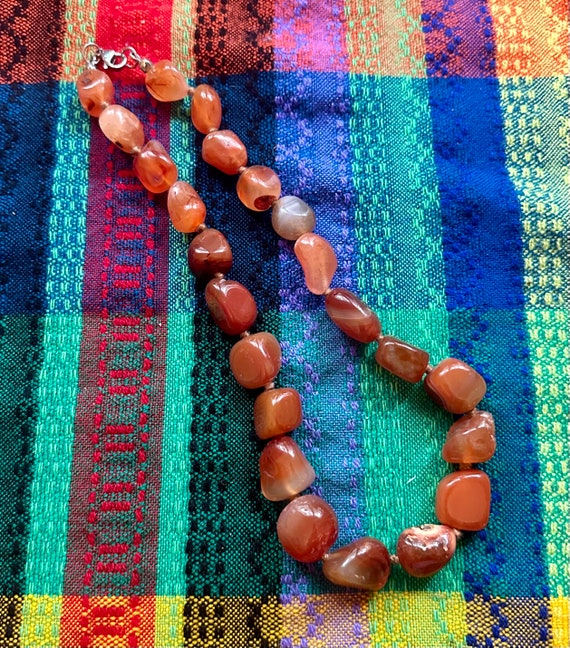 Orange Beaded Necklace, Southwestern Jewelry, Boho